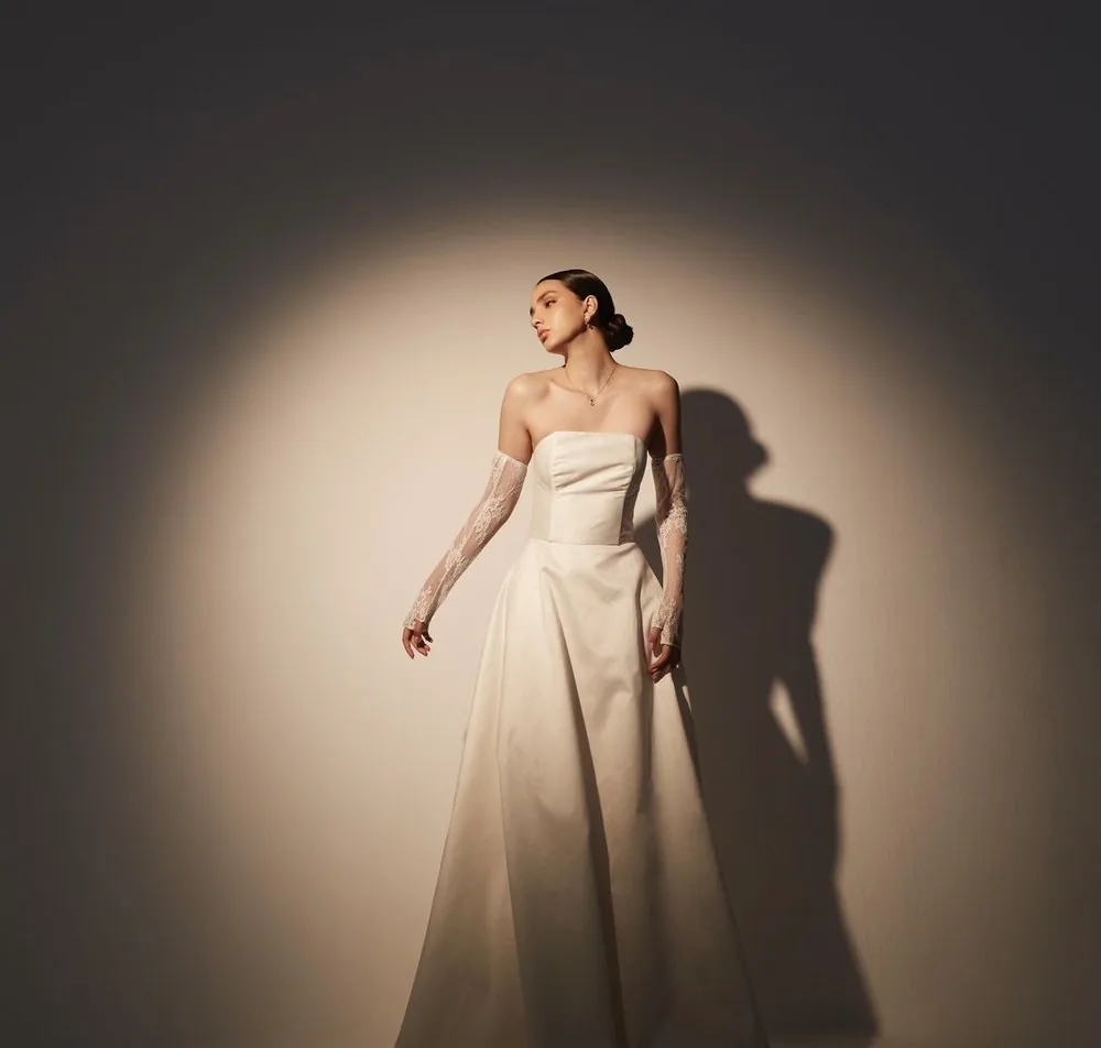 Vestido strapless — Le Blanc